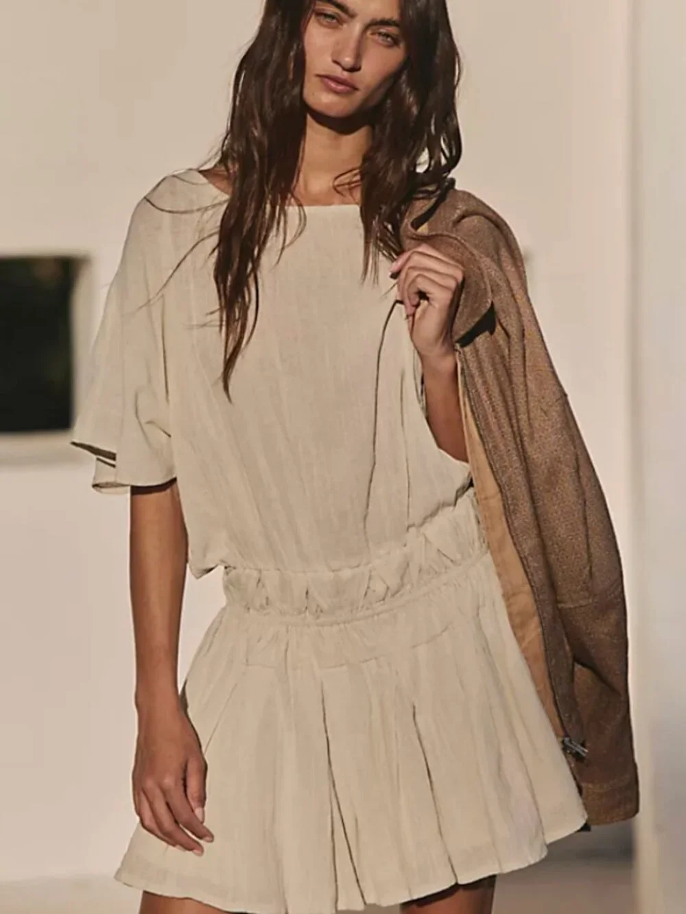 Free People Women's Sutton Mini Dress In Silver Green - Size Medium  NWT